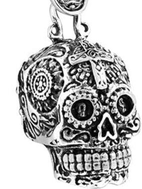 NEW Skull Pendant Necklace Punk Stainless Steel Rock Biker Goth Silver & Black